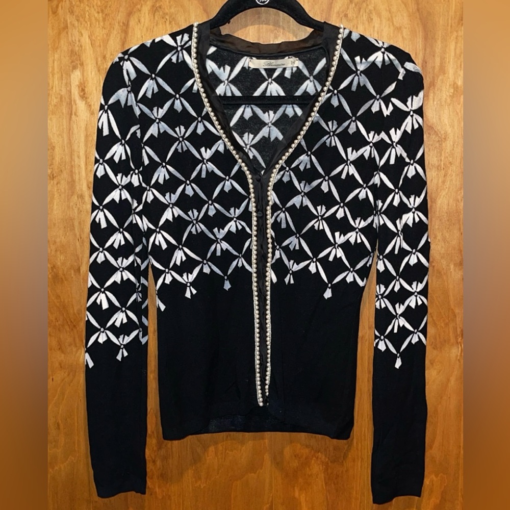 Blumarine Bow Pearls Cardigan